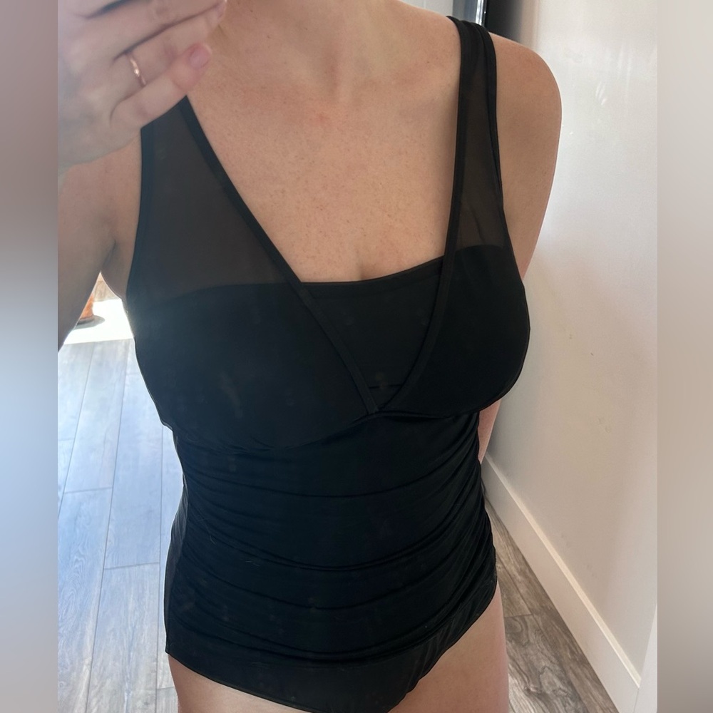 Black shaping one-piece swimsuit, size 12